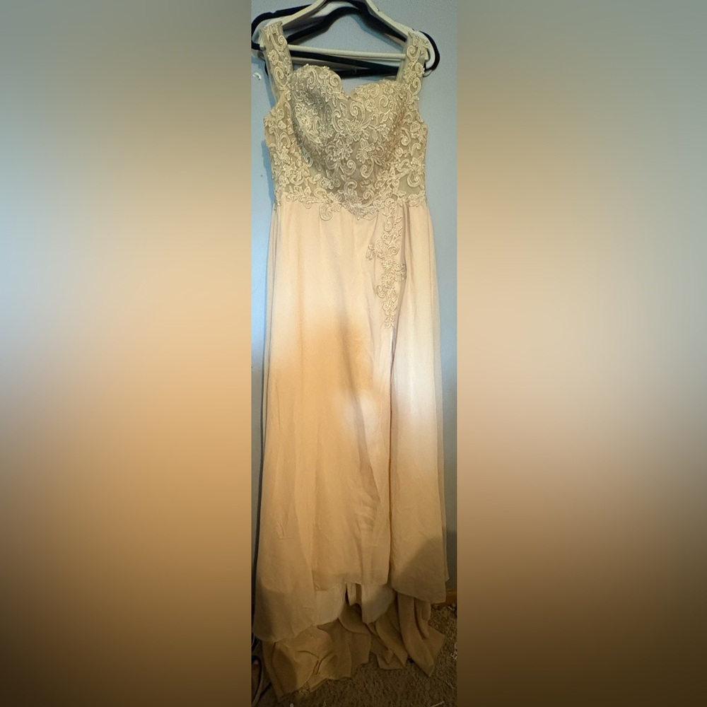 Elegant Cream Lace Evening Gown
